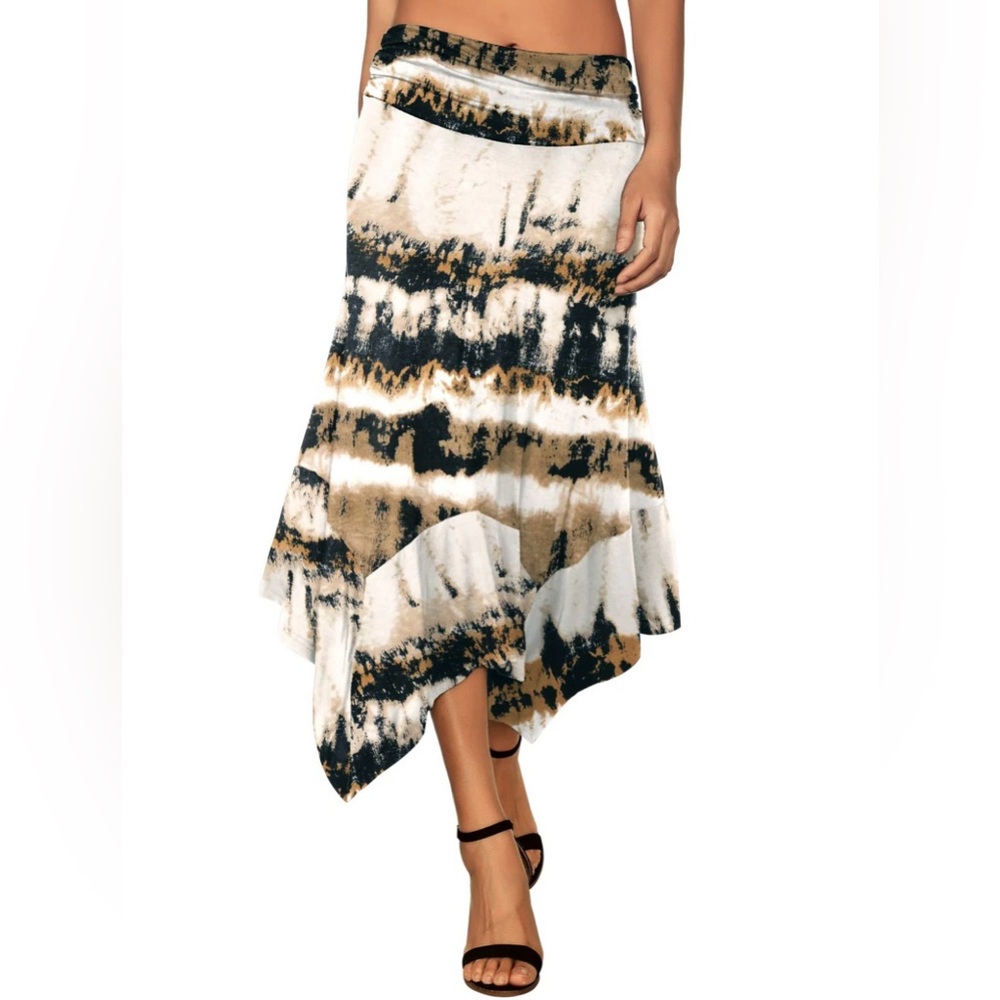 Cozy earthy cotton skirt - mid shin length- S